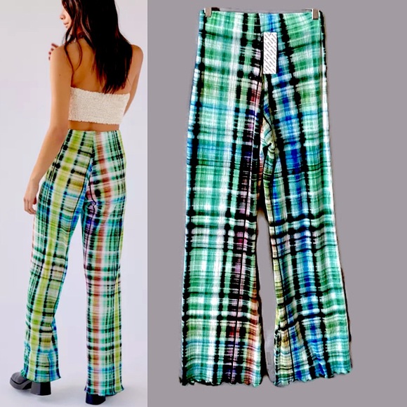 Urban Outfitters NWT Margot Tie Dye Plaid Pants, S - Picture 9 of 13